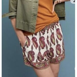 Anthropologie‎ Ett:Twa Paisley Scarf Print Boho Shorts with Pockets sz S